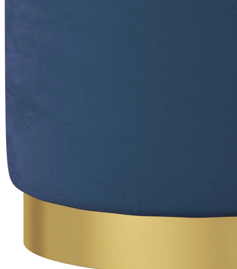 Banqueta com arrumação redonda veludo 31 x 37 cm azul