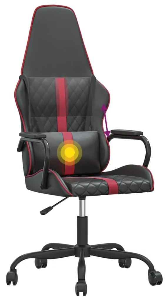 Cadeira gaming massagens couro artificial vermelho-tinto/preto