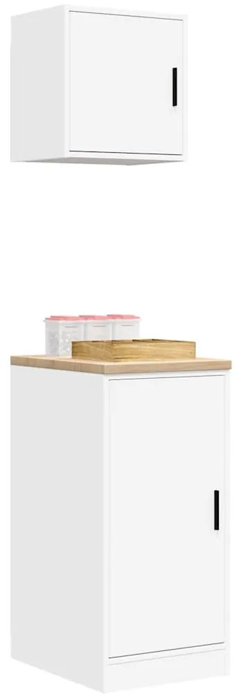 Armários de garagem 2 pcs derivados de madeira branco