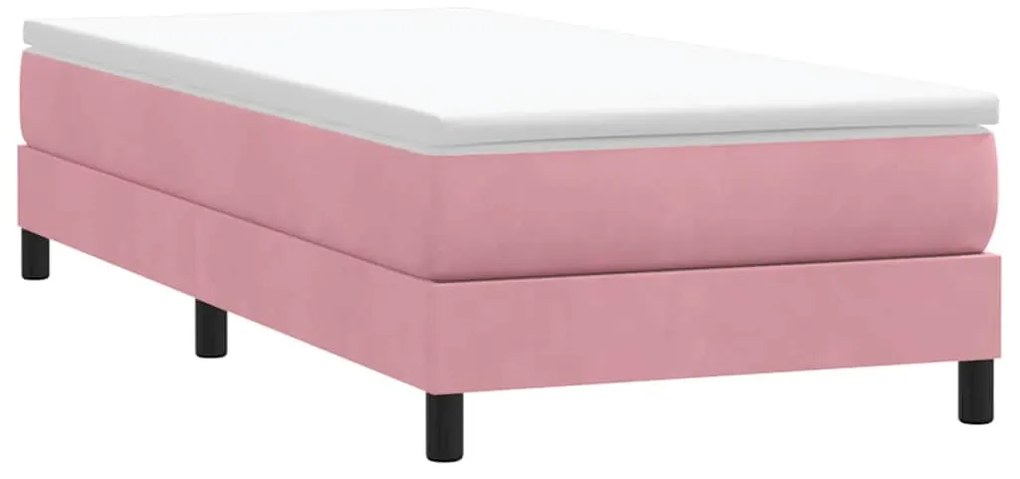 Box Cama de primavera sem Colchão Rosa 100x210 cm Veludo