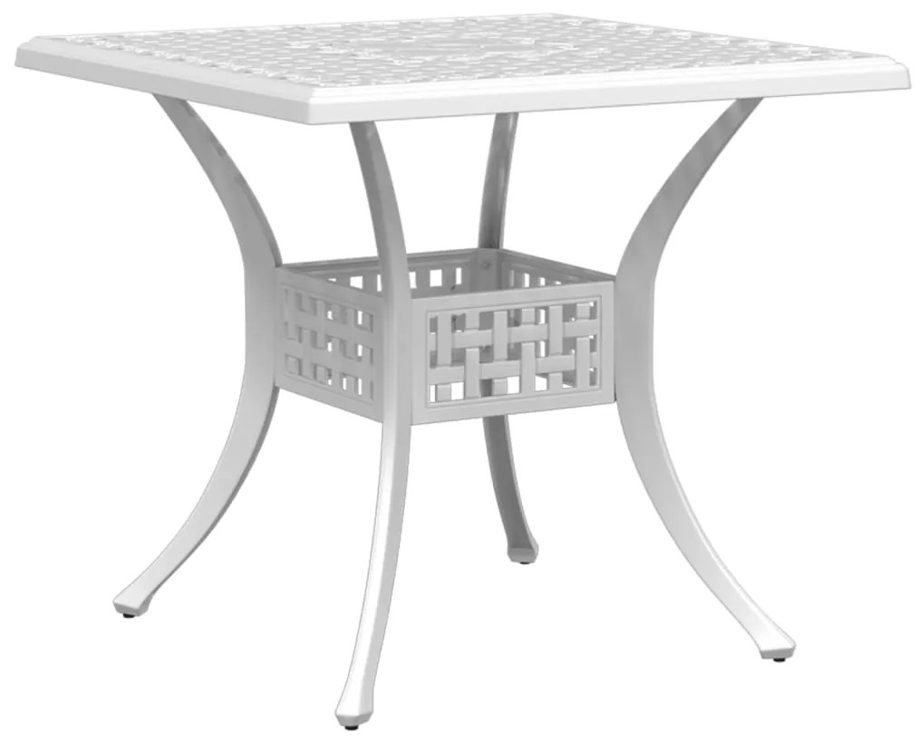 Mesa de jardim 80x80x75 cm alumínio fundido branco