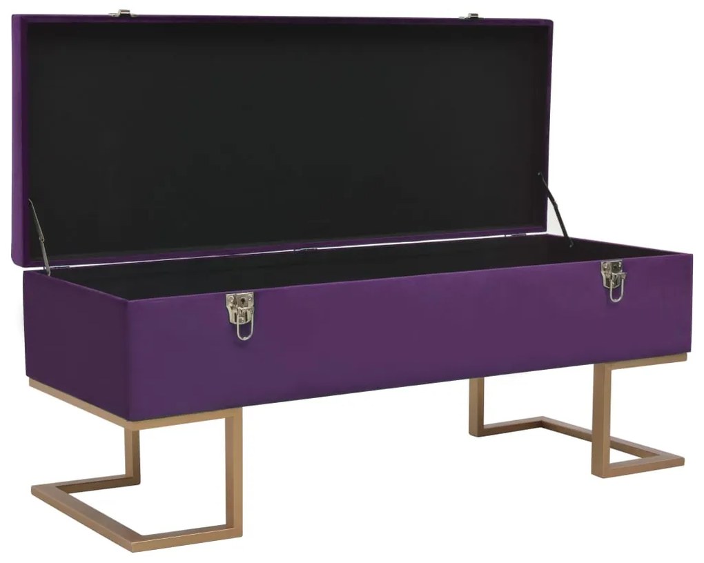 Banco com compartimento de arrumação 105 cm veludo roxo