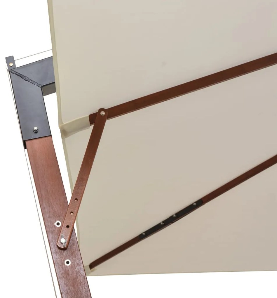 Guarda-sol suspenso com mastro de madeira 300x300 cm branco