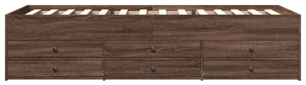 Sofá-cama com gavetas sem colchão 100x200 cm carvalho castanho