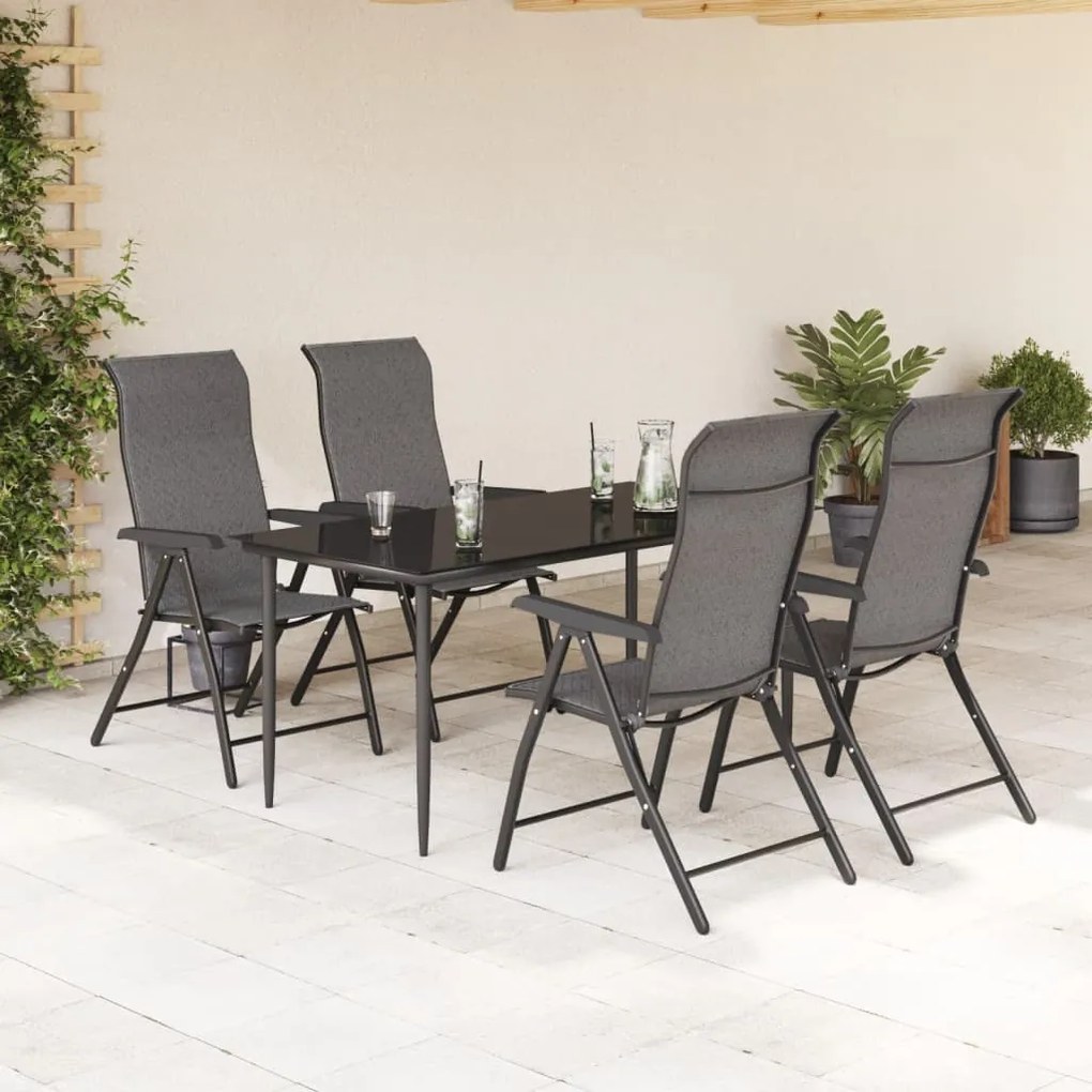 Cadeiras de jardim dobráveis 4 pcs vime PE cinzento