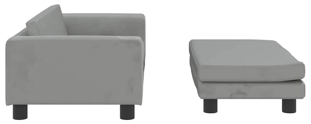 Cama para cães com extensão 100x50x30 cm veludo cinzento-claro