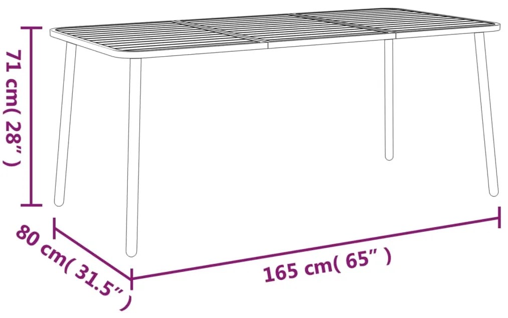 Mesa de jardim 165x80x71 cm aço antracite