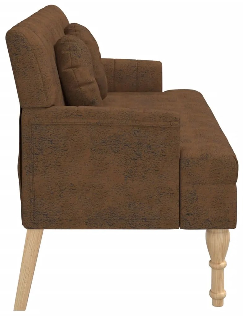 Banco c/ almofadões 113x64,5x75,5cm camurça artificial castanho