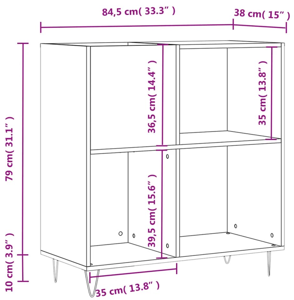 Armário p/ discos 84,5x38x89 cm derivados madeira cinza sonoma