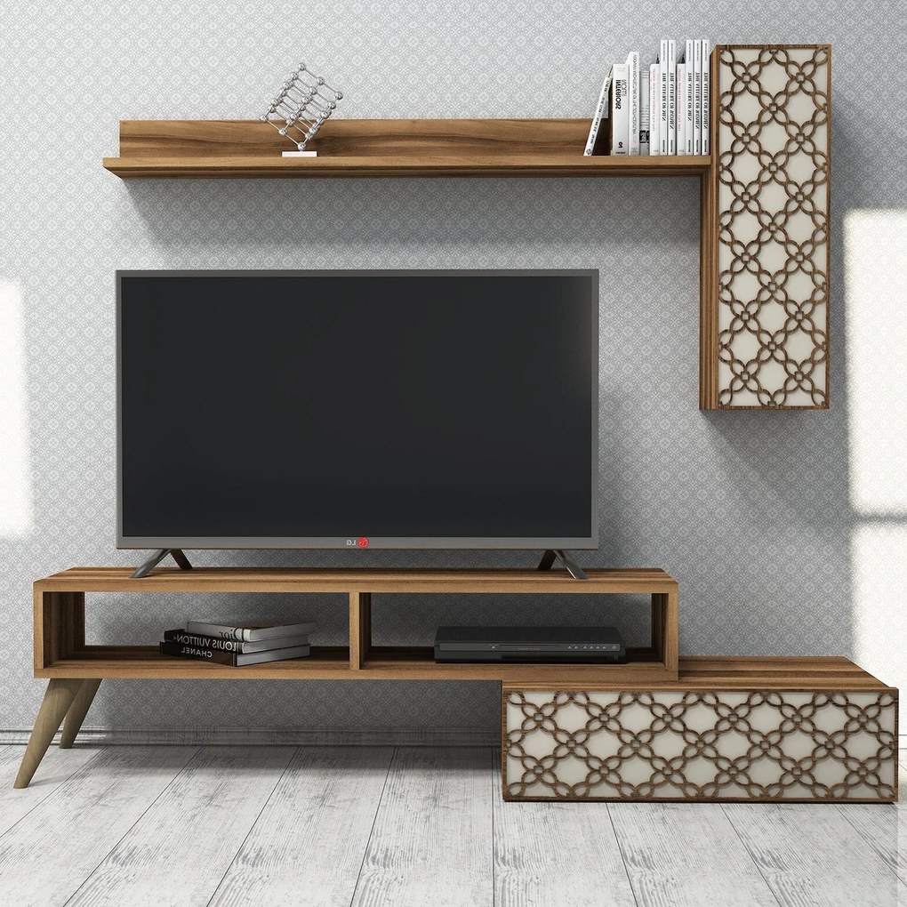 Unidade TV Planet – Nogueira e Creme – 150 cm x 37,8 cm x 37,2 cm
