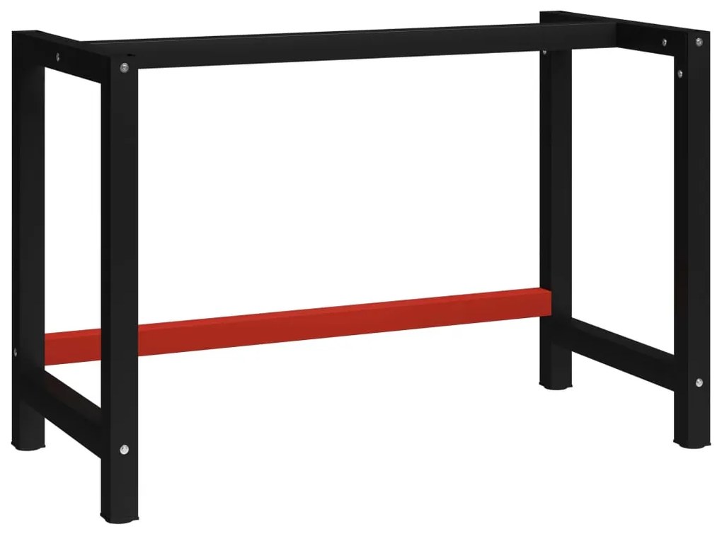 147928 vidaXL Estrutura banco de trabalho 120x57x79 cm metal preto e vermelho