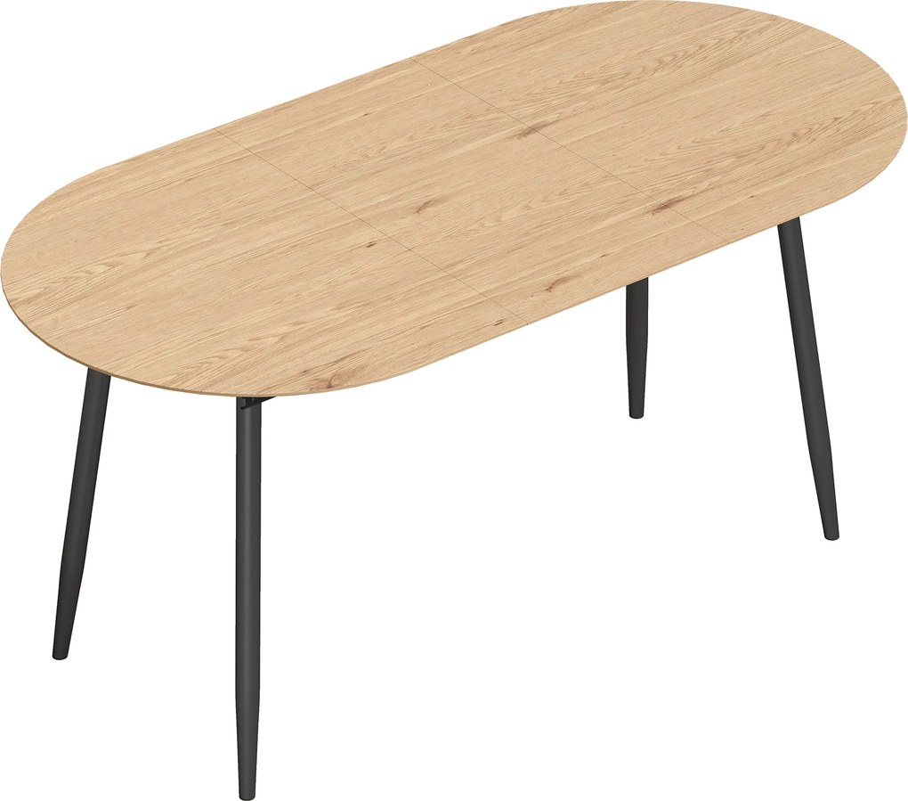 HOMCOM Mesa de Jantar Extensível Oval para 4-6 Pessoas com Pés de Ferro e Bordos Arredondados, Carvalho | Aosom Portugal