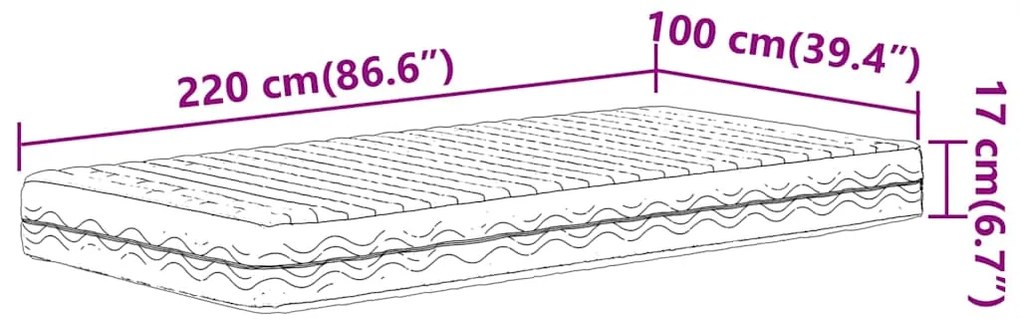 Colchão de espuma 100x220 cm dureza H2 H3 branco
