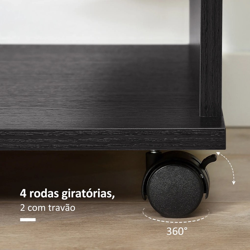 Guarda roupa de Madeira Móvel Armário Roupeiro Aberto com Barra para Pendurar e 3 Prateleiras Organizadoras 80x40x128 cm Preto