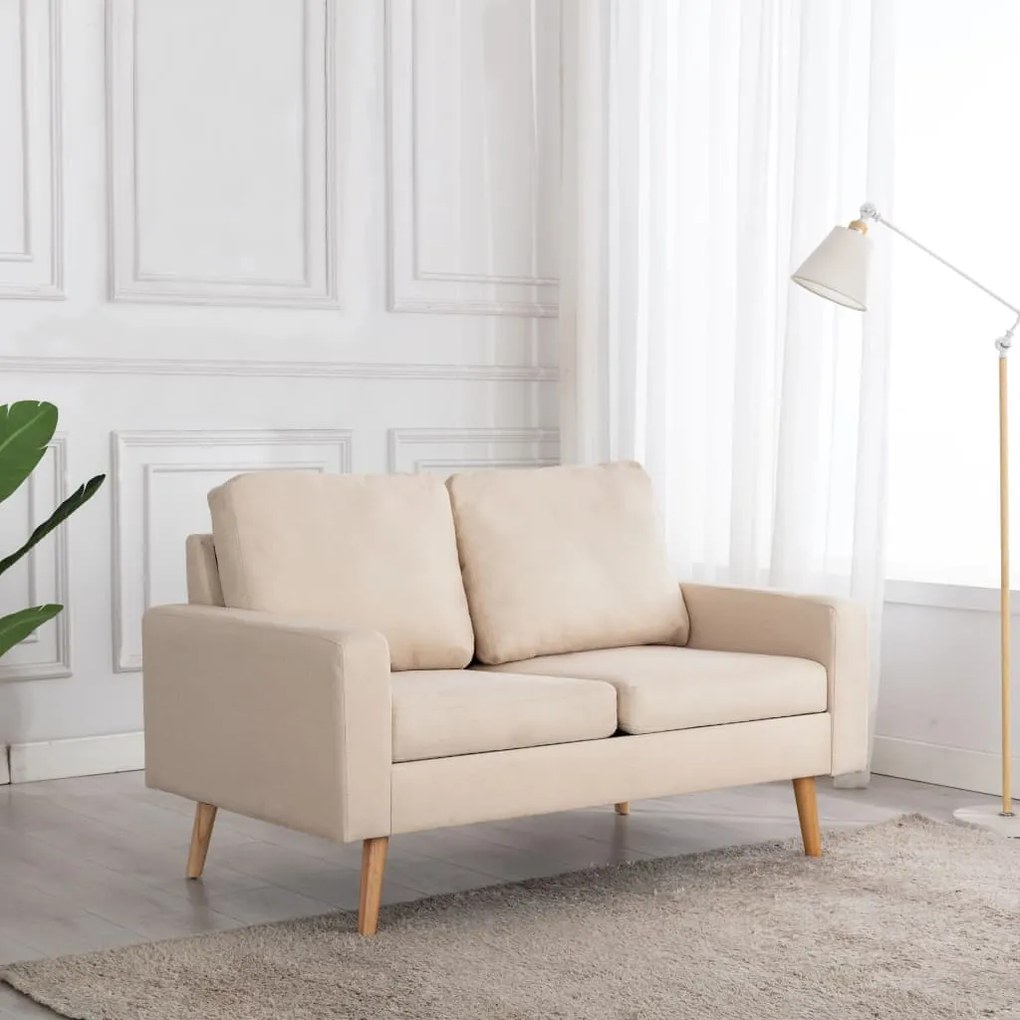 vidaXL Sofá de 2 lugares tecido cor creme