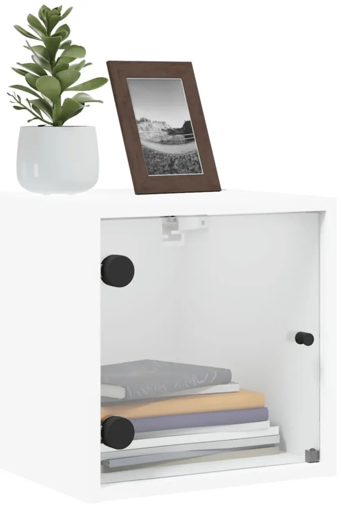 Mesa de cabeceira c/ porta de vidro 35x37x35 cm branco