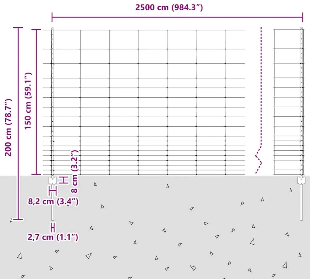 Postes de Cerca vidaXL 22 pcs U-Channel 150 cm Aço Galvanizado