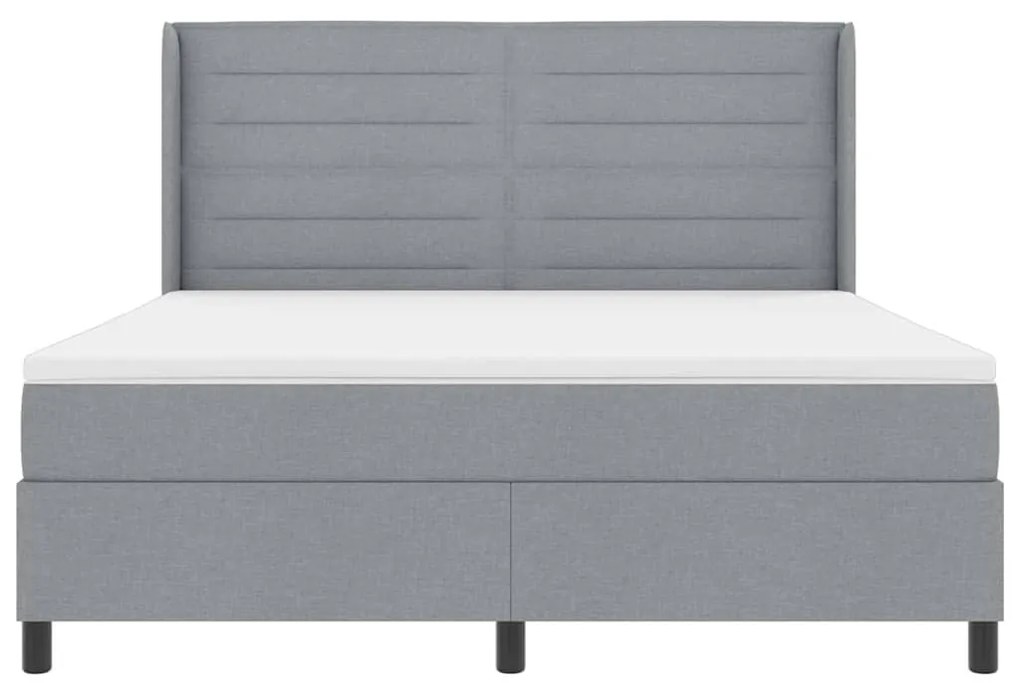 Cama Box com Colchão Cinza Claro 180x200 cm em Tecido
