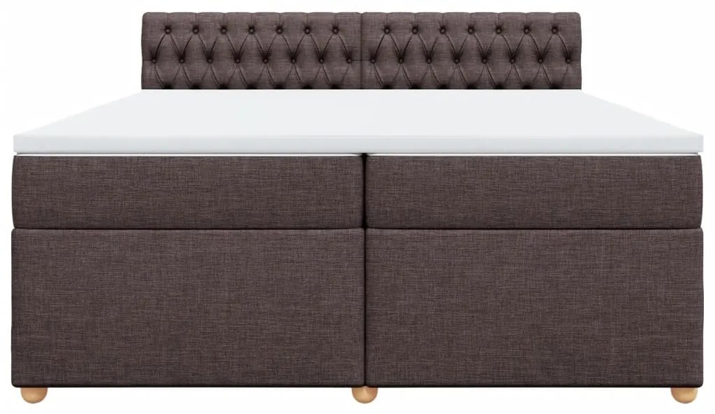 Cama com molas/colchão 200x200 cm tecido castanho-escuro