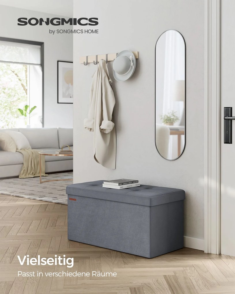 Banco entrada ou quarto arrumação carregável até 300 kg 38 x 76 x 38 cm Cinzento Escuro