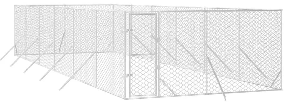 Canil de exterior 4x12x2 m aço galvanizado prateado