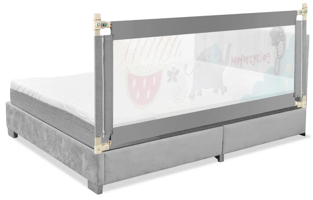 Barra de cama dobrável para crianças 174 cm Barra de cama com elevador vertical duplo bloco de segurança cinza escuro