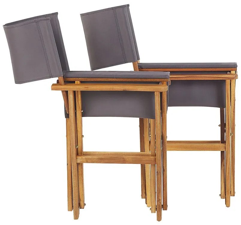 Conjunto 2 cadeiras madeira clara e 2 lonas creme e padrão palmeira CINE Beliani