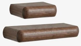 Conjunto De 2 Prateleiras De Parede Em Madeira Carmen Castanho-acácia Escuro & ↔︎ 40 Cm - ↔︎ 90 Cm - Sklum