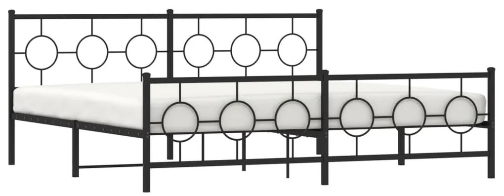 Estrutura de cama com cabeceira e pés 200x200 cm metal preto