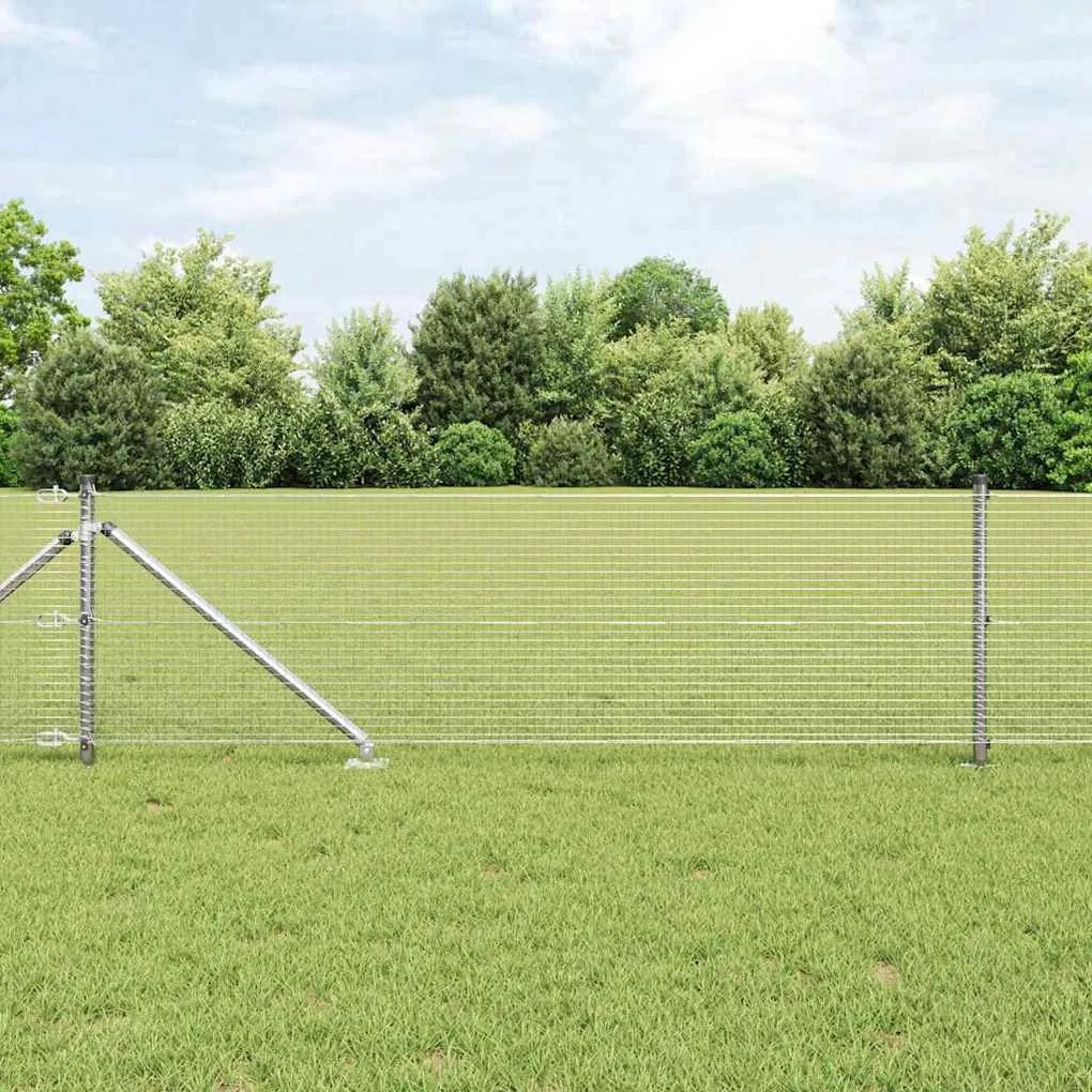 Cerca de Fio Soldado da com 13 Postes Espinhados 0.4x25 m Aço Galvaniz