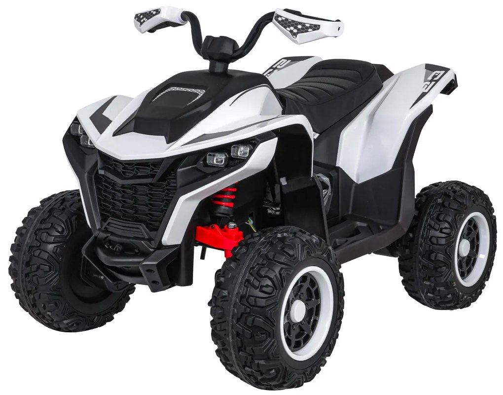 Moto 4 elétrica para crianças 12V 4x4 Fast Wheel, Controle remoto, Rodas Espuma EVA, assento couro ecológico Branca