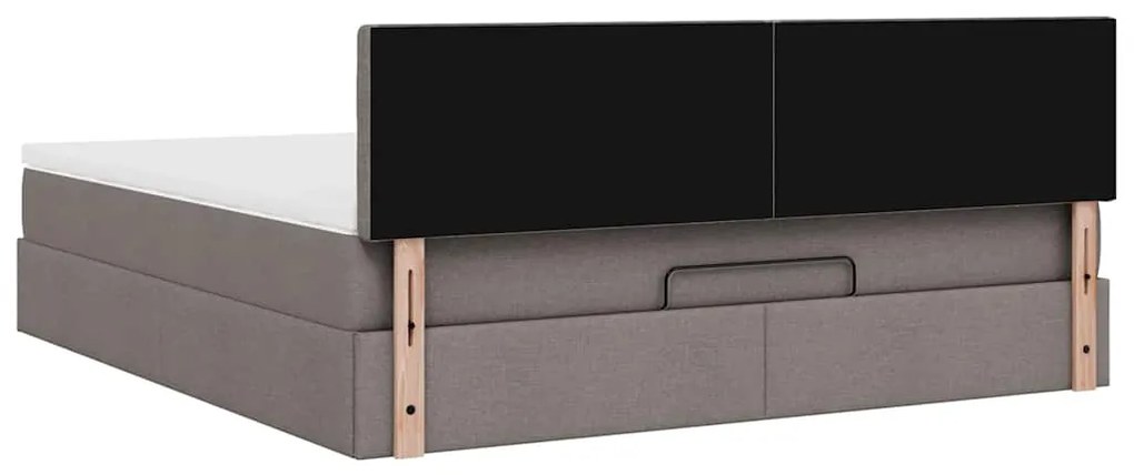 Estrutura de cama otomana com colchão tecido cinzento 160x200cm