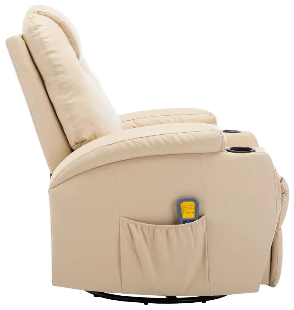 Cadeira de massagem reclinável couro artificial creme