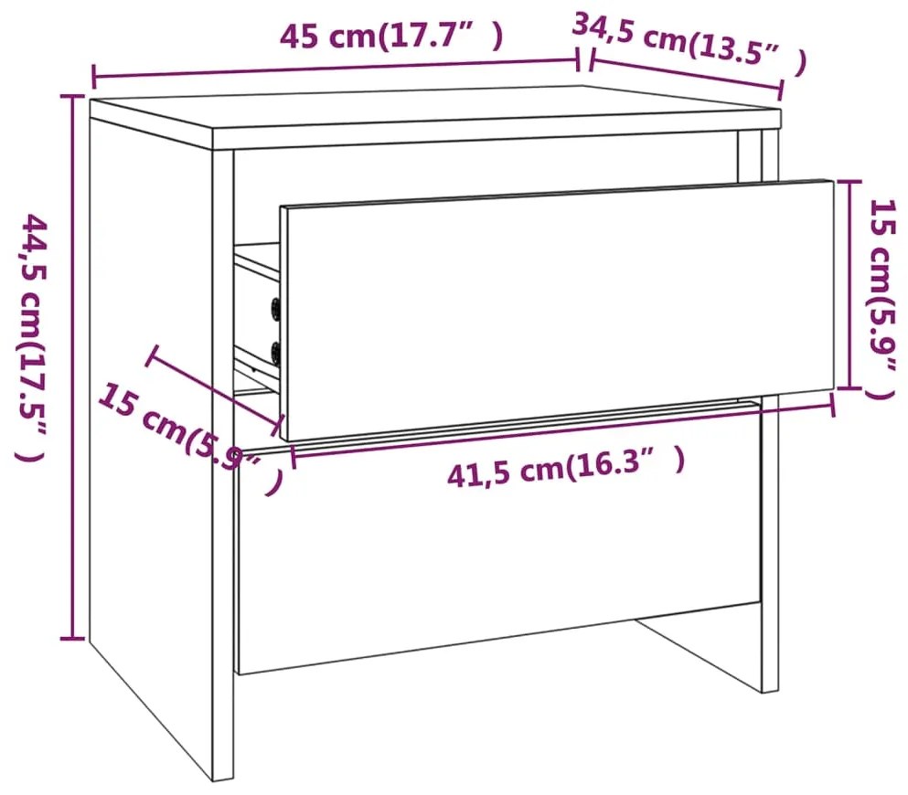 Mesas de cabeceira 2 pcs 45x34,5x44,5 cm aglom. sonoma cinzento