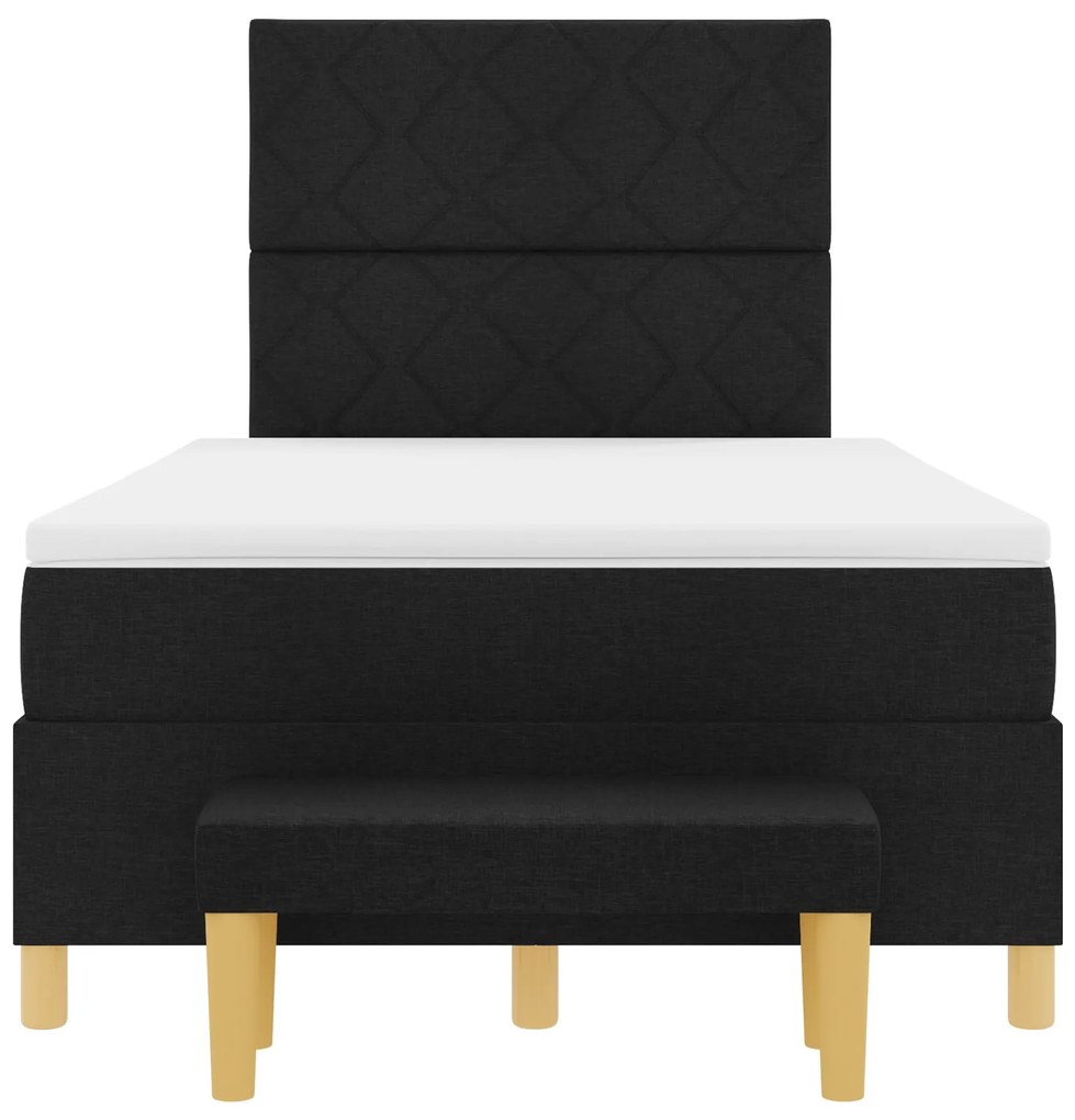 Cama Box Spring com Colchão e Banco Preto 120x190 cm Tecido