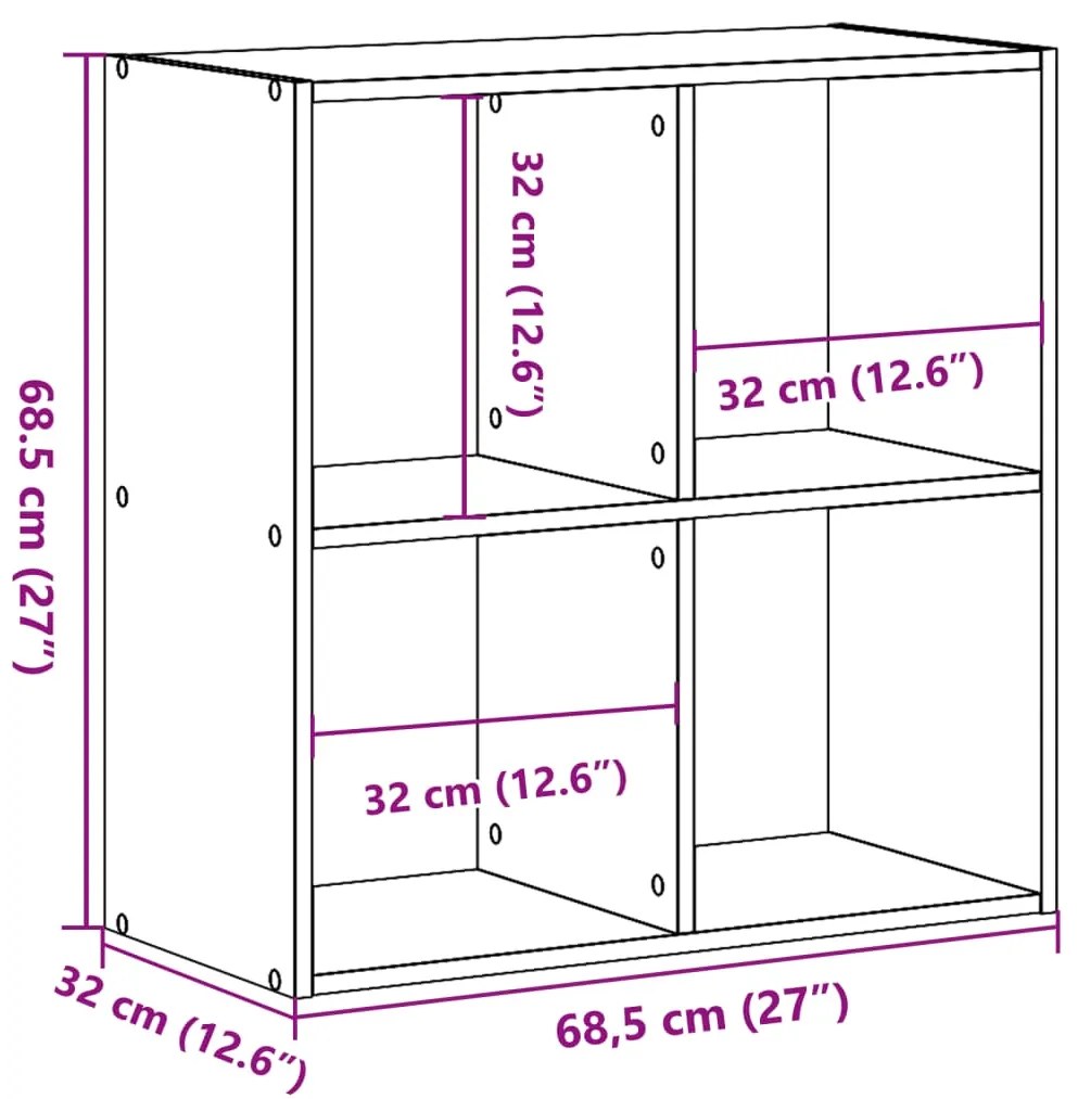 Estante 68,5x32x68,5 cm derivados de madeira cinzento cimento