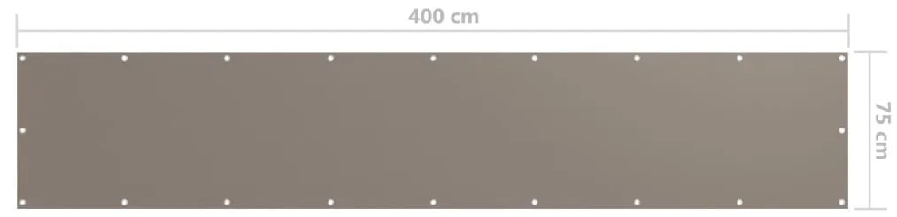 Tela de varanda 75x400 cm tecido Oxford cinzento-acastanhado