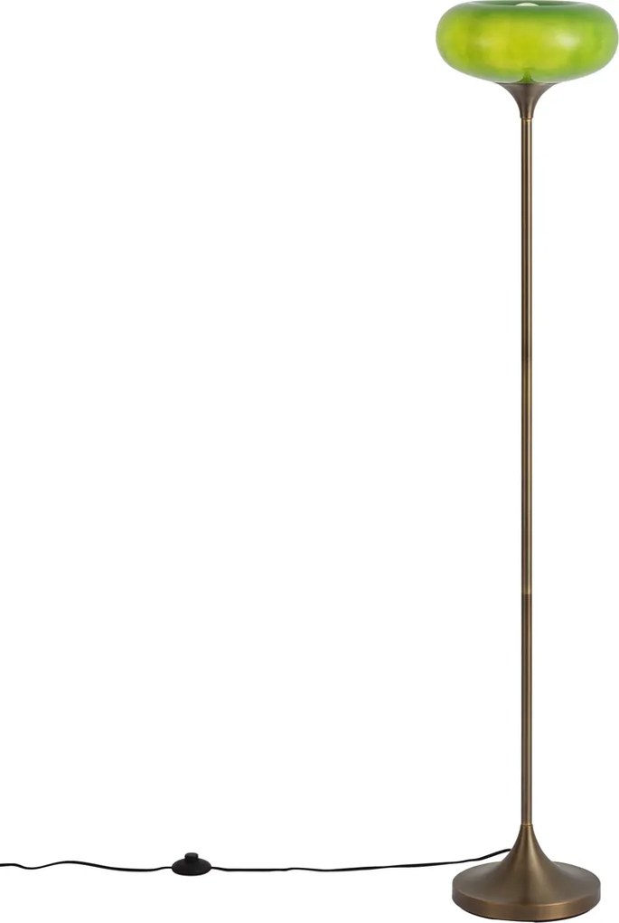 Candeeiro de Pé Retro Bronze Escuro com Abajur de Vidro Verde 150cm - Glaze