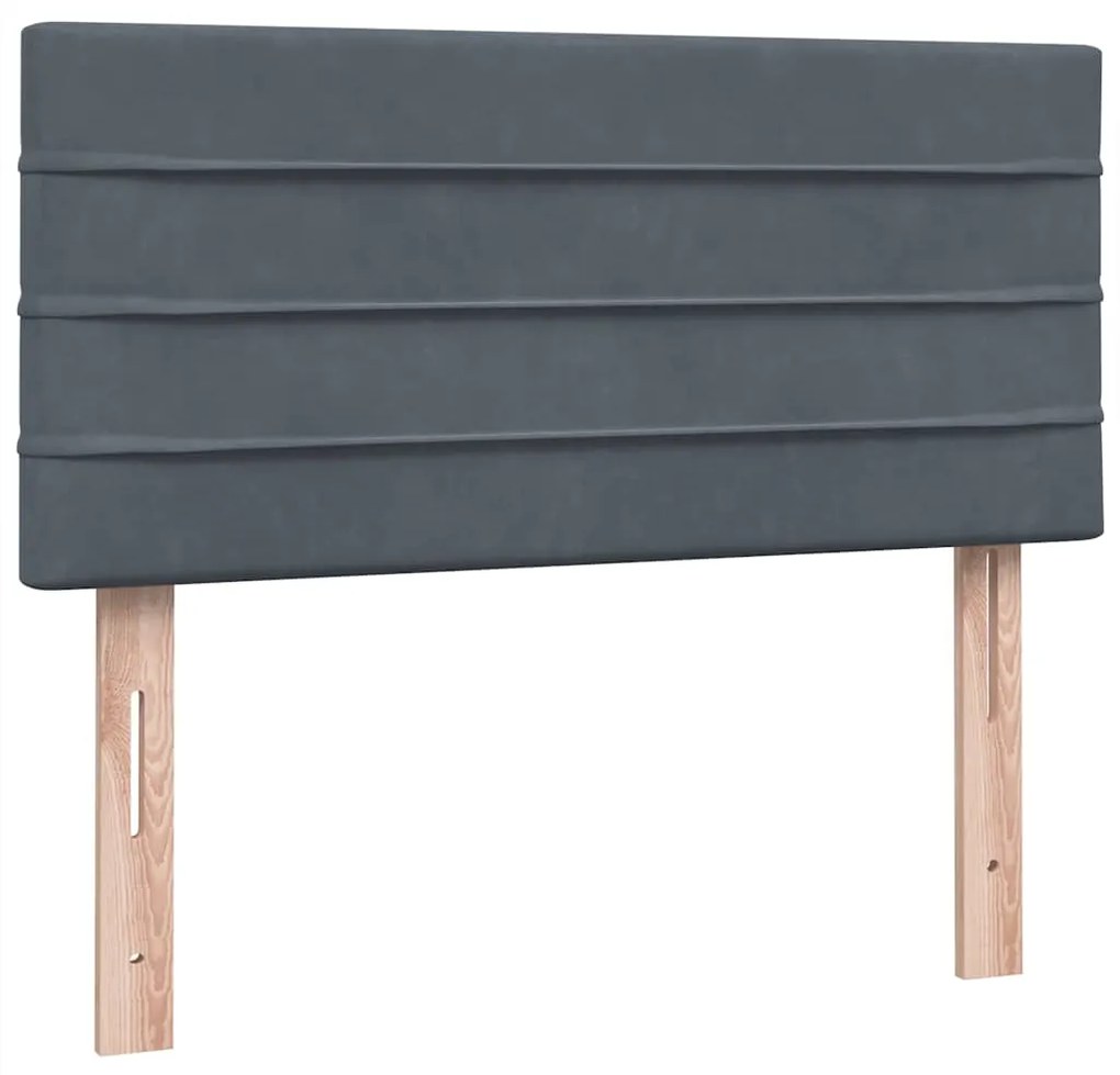 Cama com molas/colchão 90x220 cm veludo cinzento-escuro