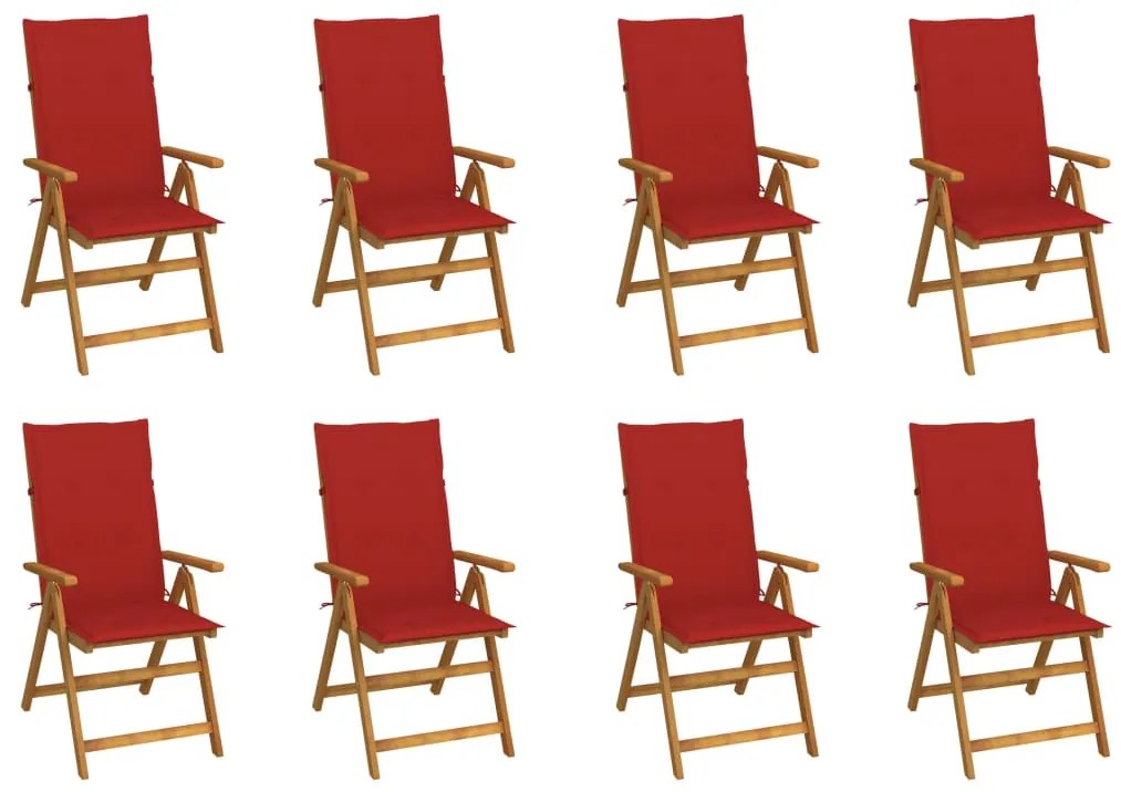 vidaXL Cadeiras de jardim dobráveis c/ almofadões 8 pcs acácia maciça