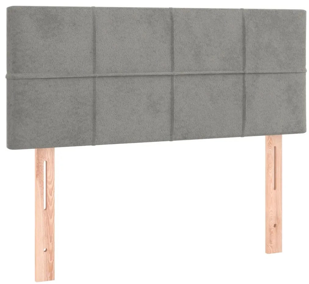 Cama com molas/colchão 90x190 cm veludo cinza-claro