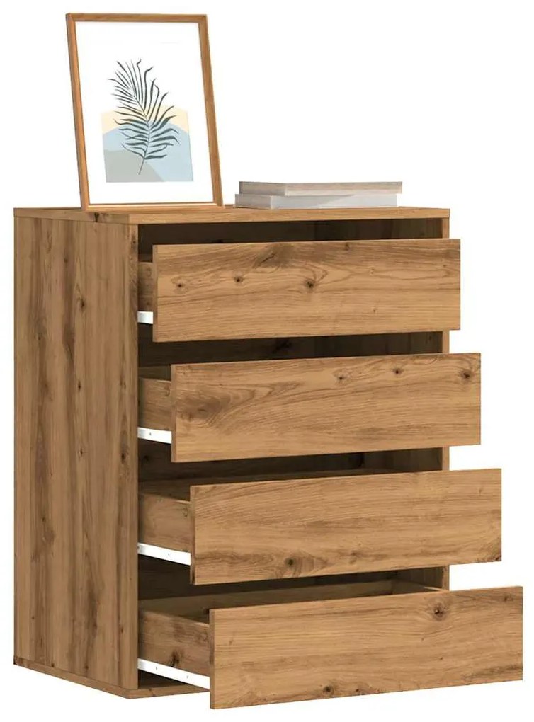 Cómoda com 4 Gavetas - 60x41x76 cm - derivados de madeira - carvalho a
