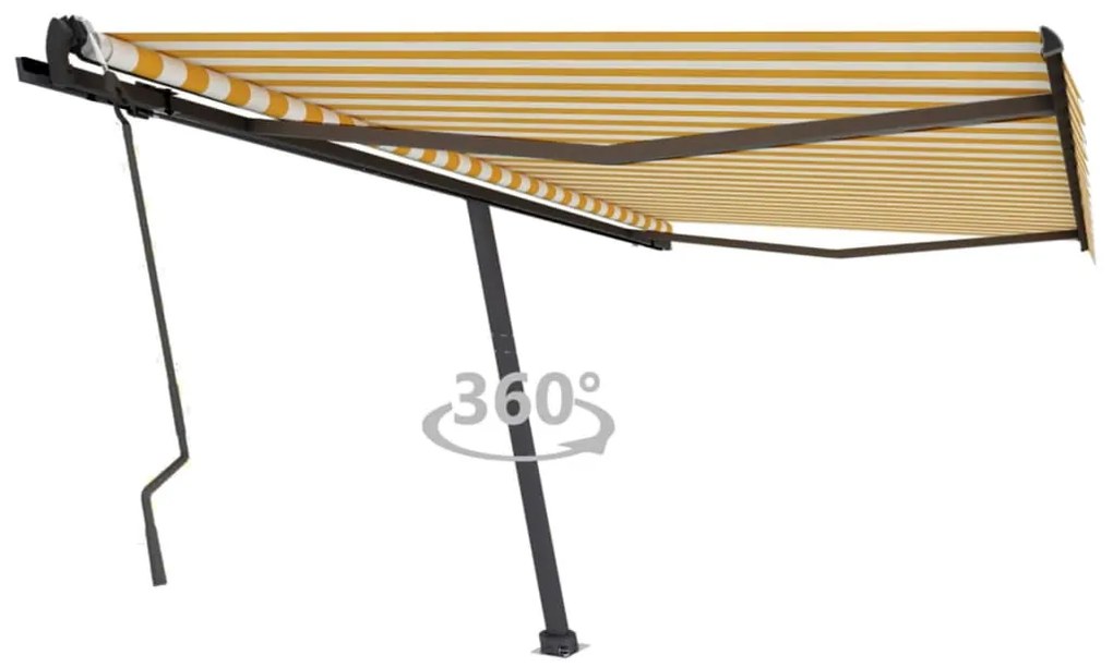 Toldo retrátil manual independente 450x300 cm amarelo e branco