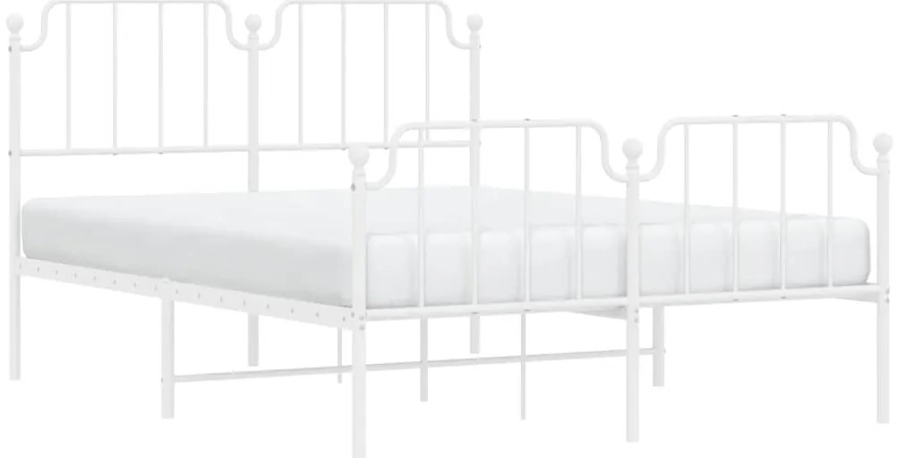 Estrutura de cama com cabeceira e pés 135x190 cm metal branco