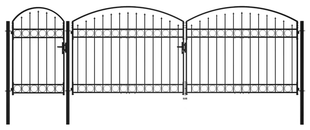 Cerca de jardim com topo arqueado 1,75x5 m aço preto