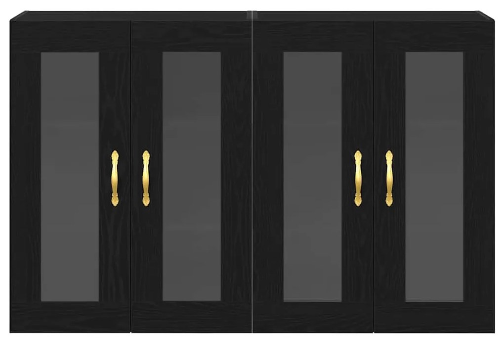 Armários de Parede 2 peças Carvalho Preto 69,5x34x90 cm Madeira Ingênu