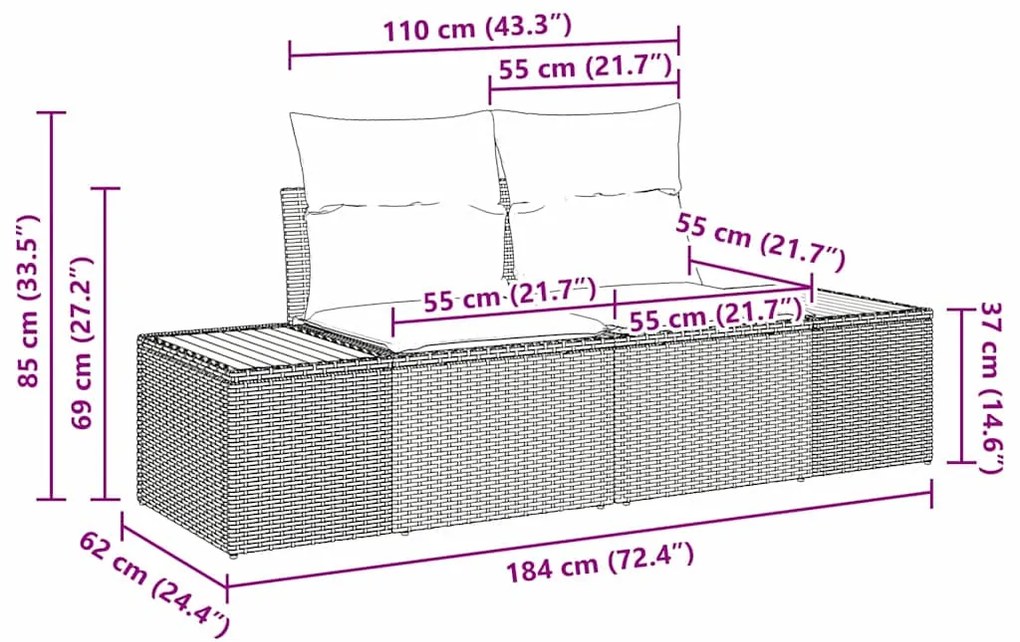 Conjunto de Sofás de Jardim de 5 Peças com Almofadas Cinza em Polirata