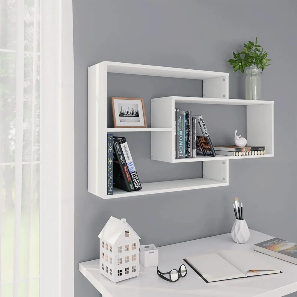 800324 vidaXL Prateleiras de parede 104x20x58,5cm contraplacado branco