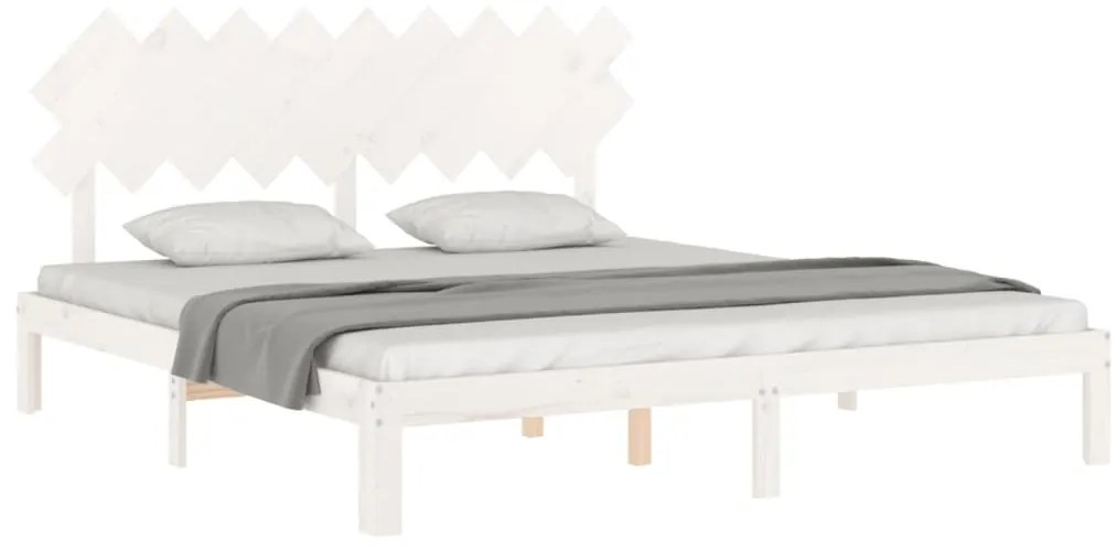 Estrutura cama Super King Size c/ cabeceira madeira branco