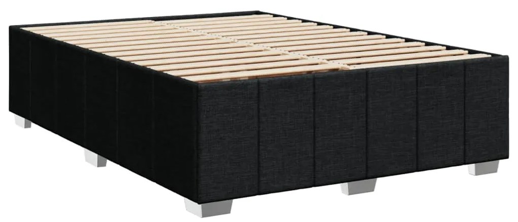 Estrutura de cama sem colchão 140x190 cm tecido preto